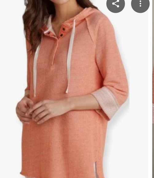 Soft Surroundings Just Beachy Pullover French Terry Orange Heather Medium Hooded - Picture 1 of 7